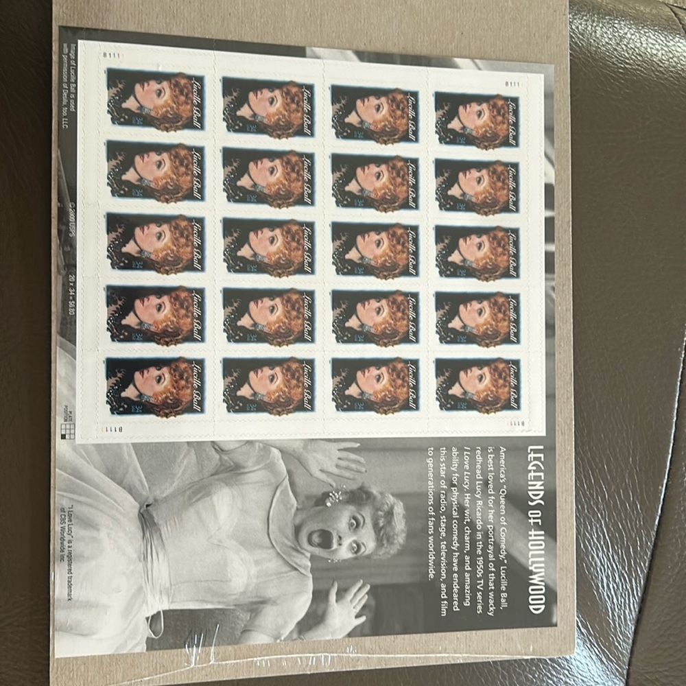 US Stamp 2001 Lucille Ball 20 Stamp Sheet